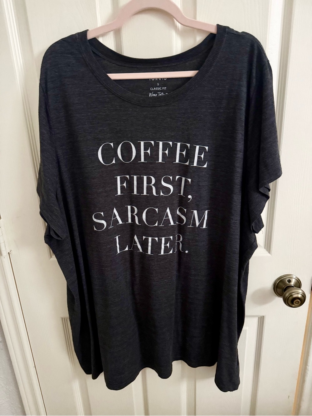 Torrid Coffee First Sarcasm Later Graphic Tee - Dark Gray